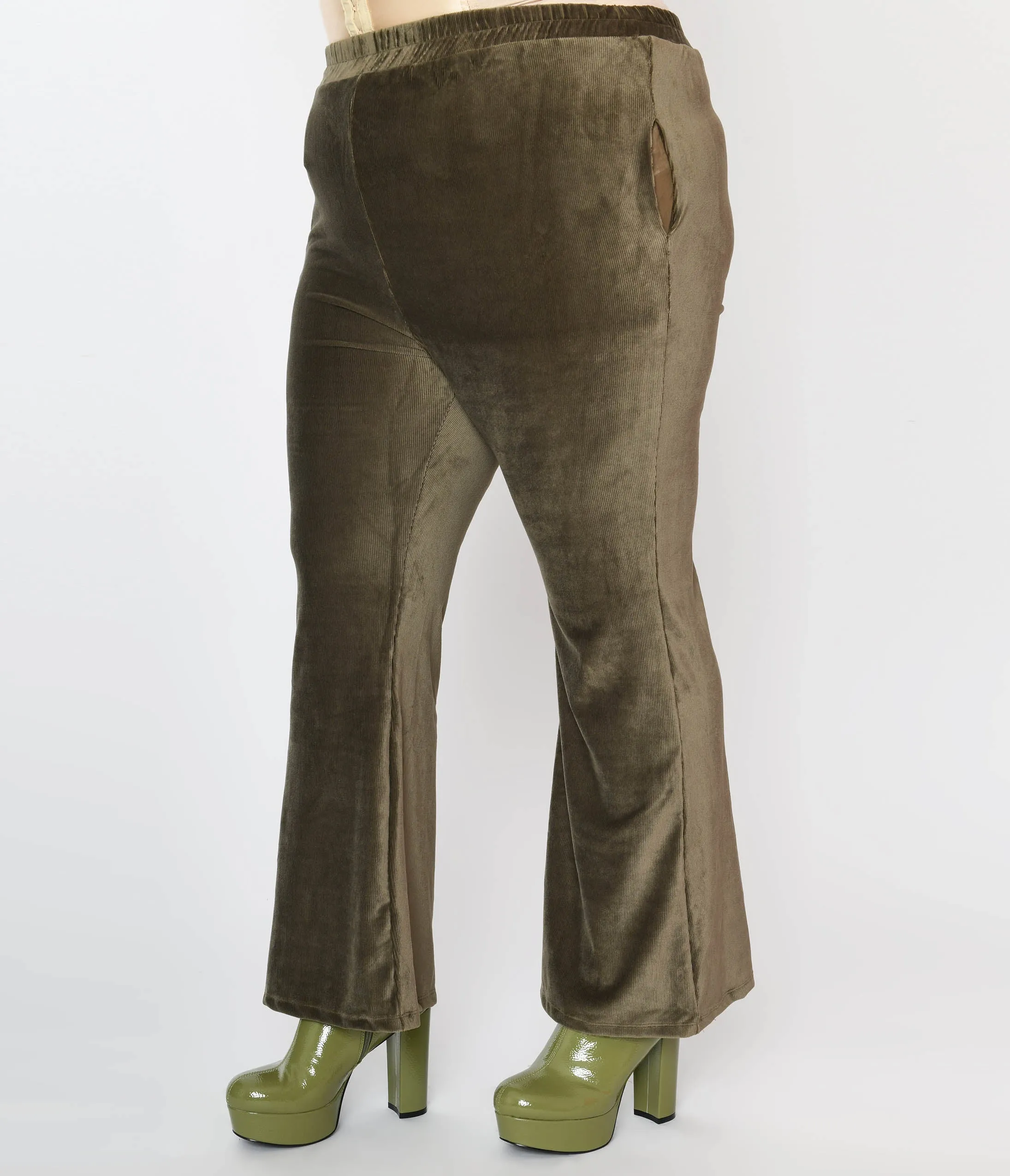 1970s Olive Green Corduroy Knit Pants