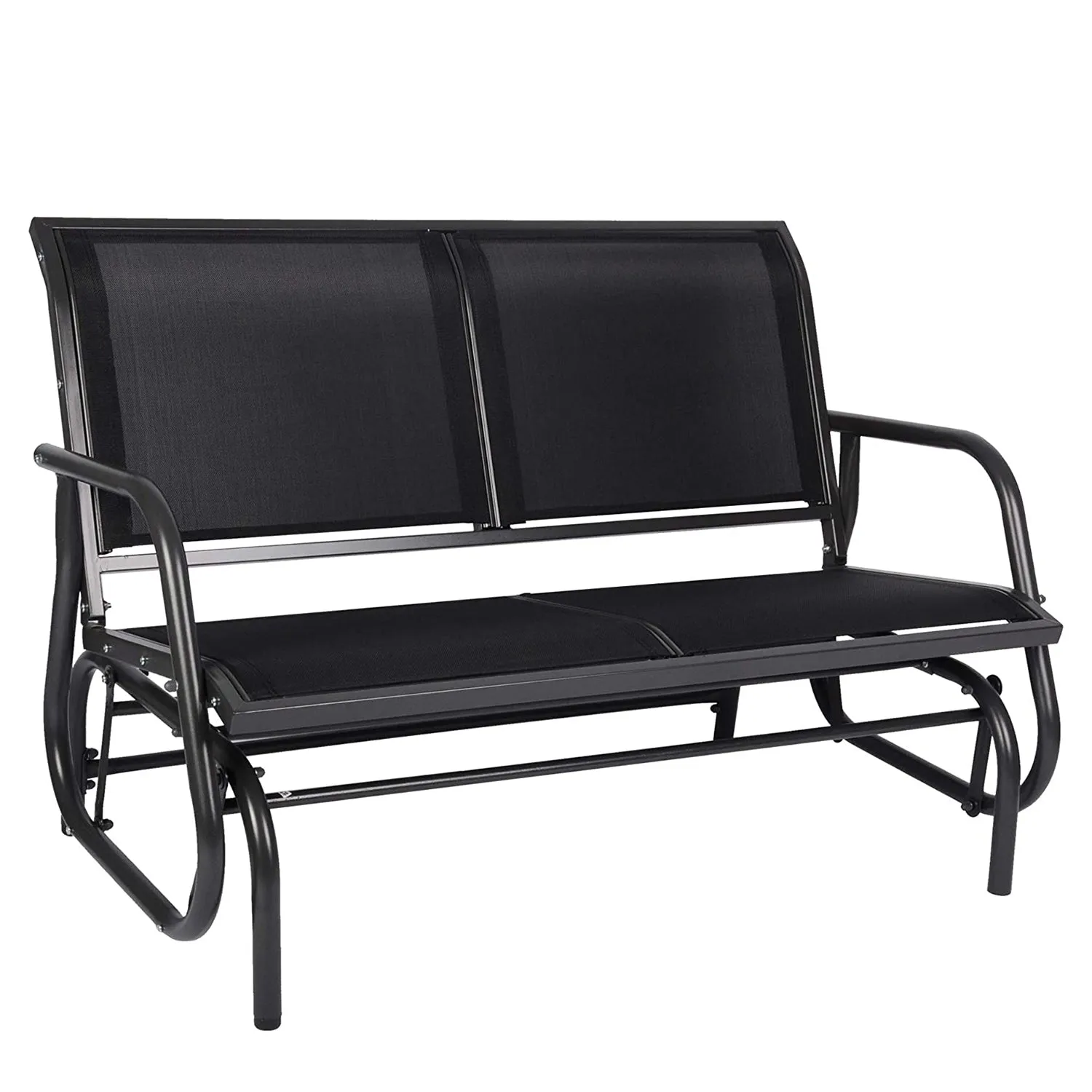 2 Seats Outdoor Patio Glider, Garden Breathable Loveseat Seating Gliding Swing Bench Chair with Anti-Rust Coating