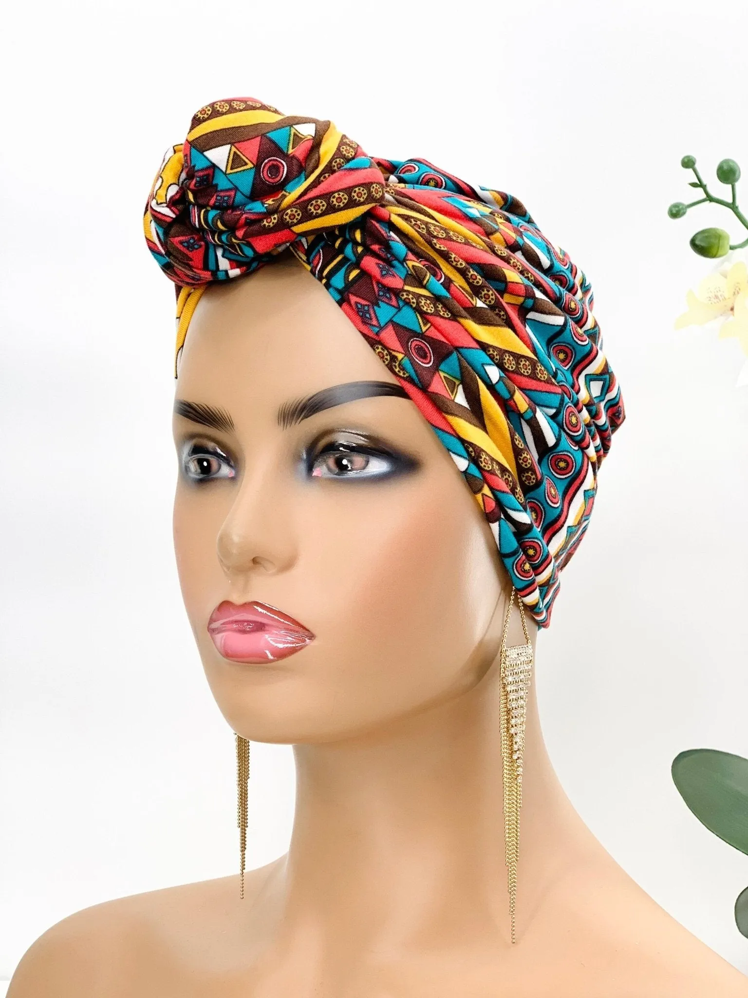 African Print Pretied Knotted Turban