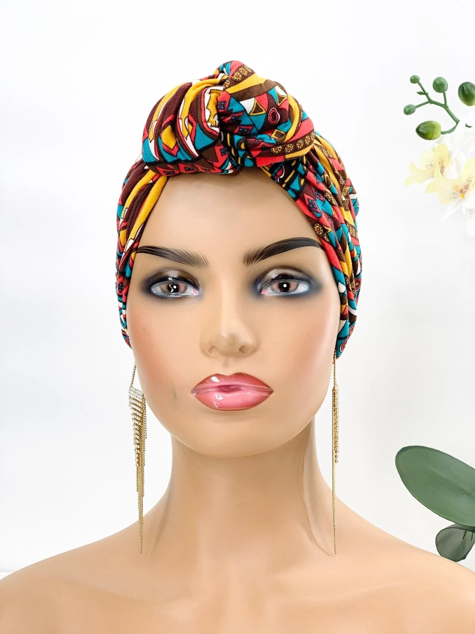 African Print Pretied Knotted Turban