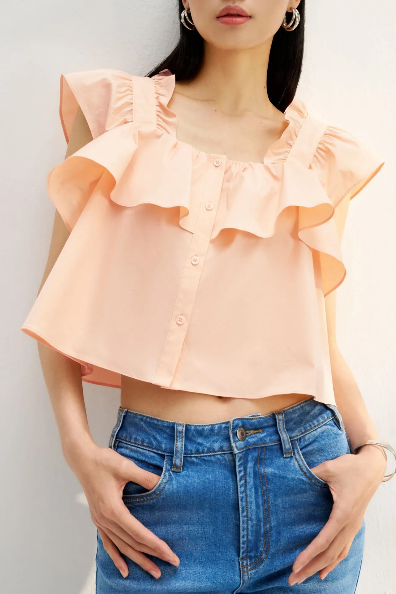 Anti UV A-line Ruffled Shirt