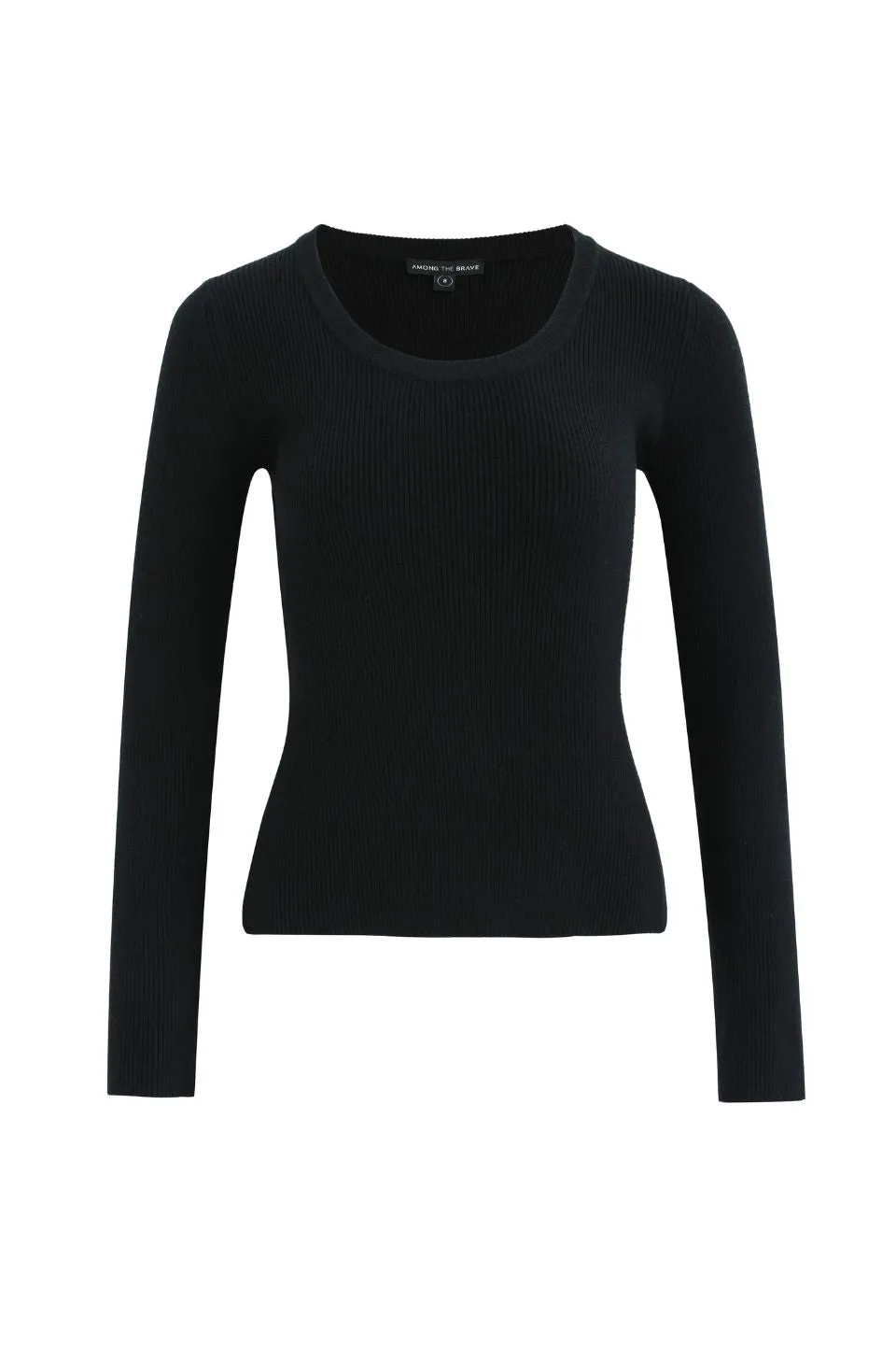 Better Black LS Scoop Neck Rib Knit Top