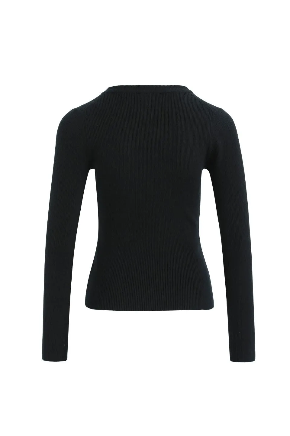 Better Black LS Scoop Neck Rib Knit Top