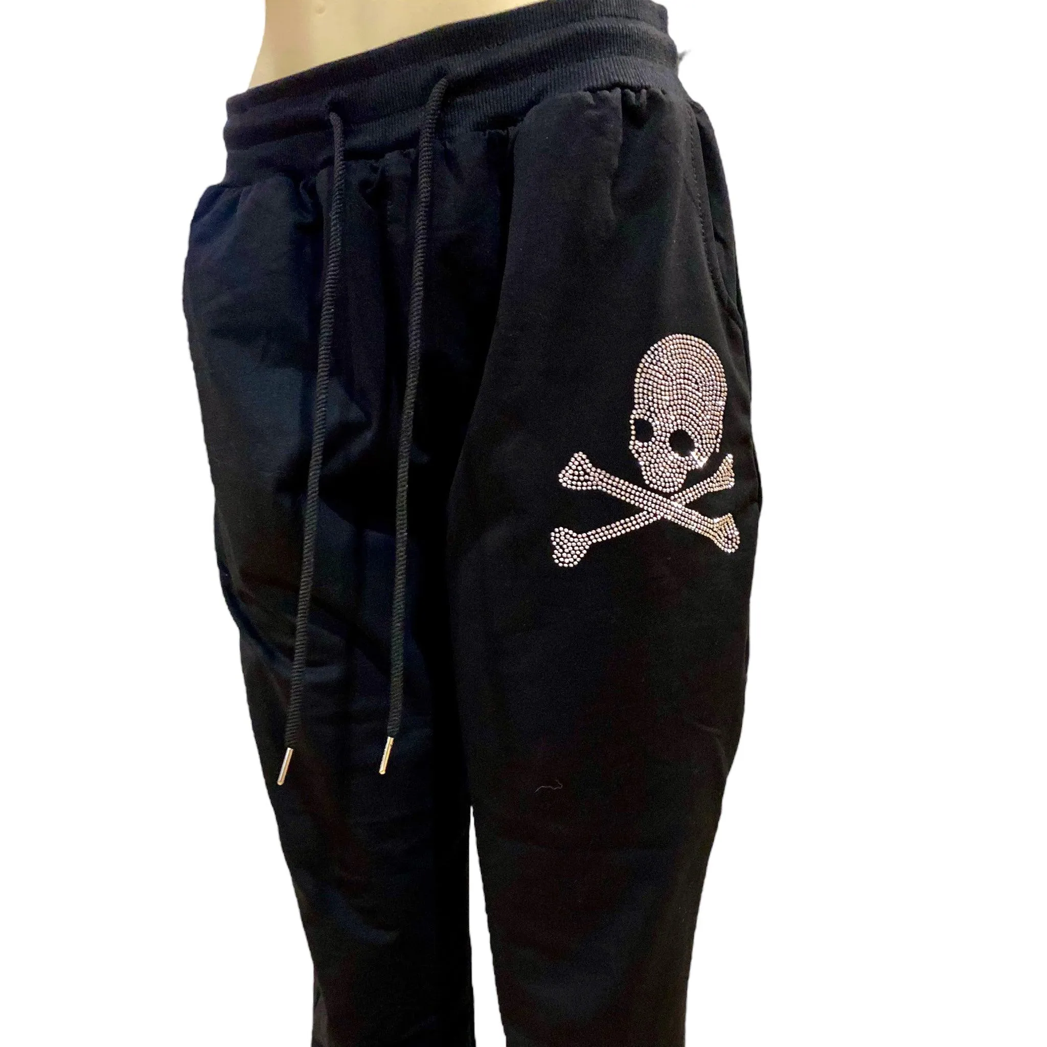 Black Silver Skull Joggers