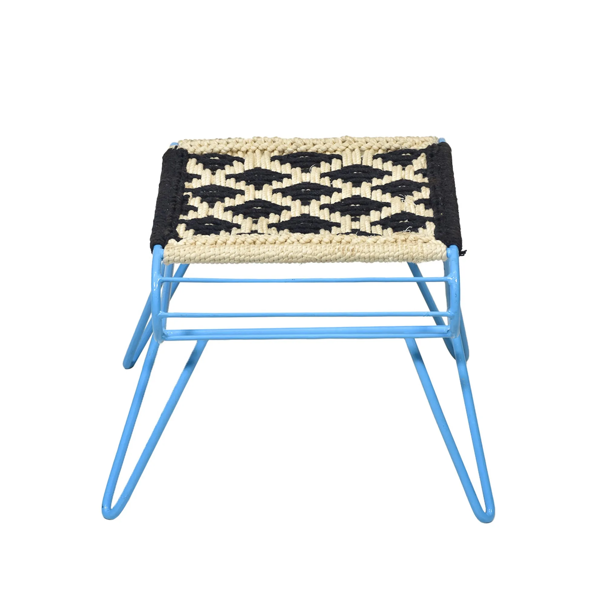 Black white Retro Style Woven Stool