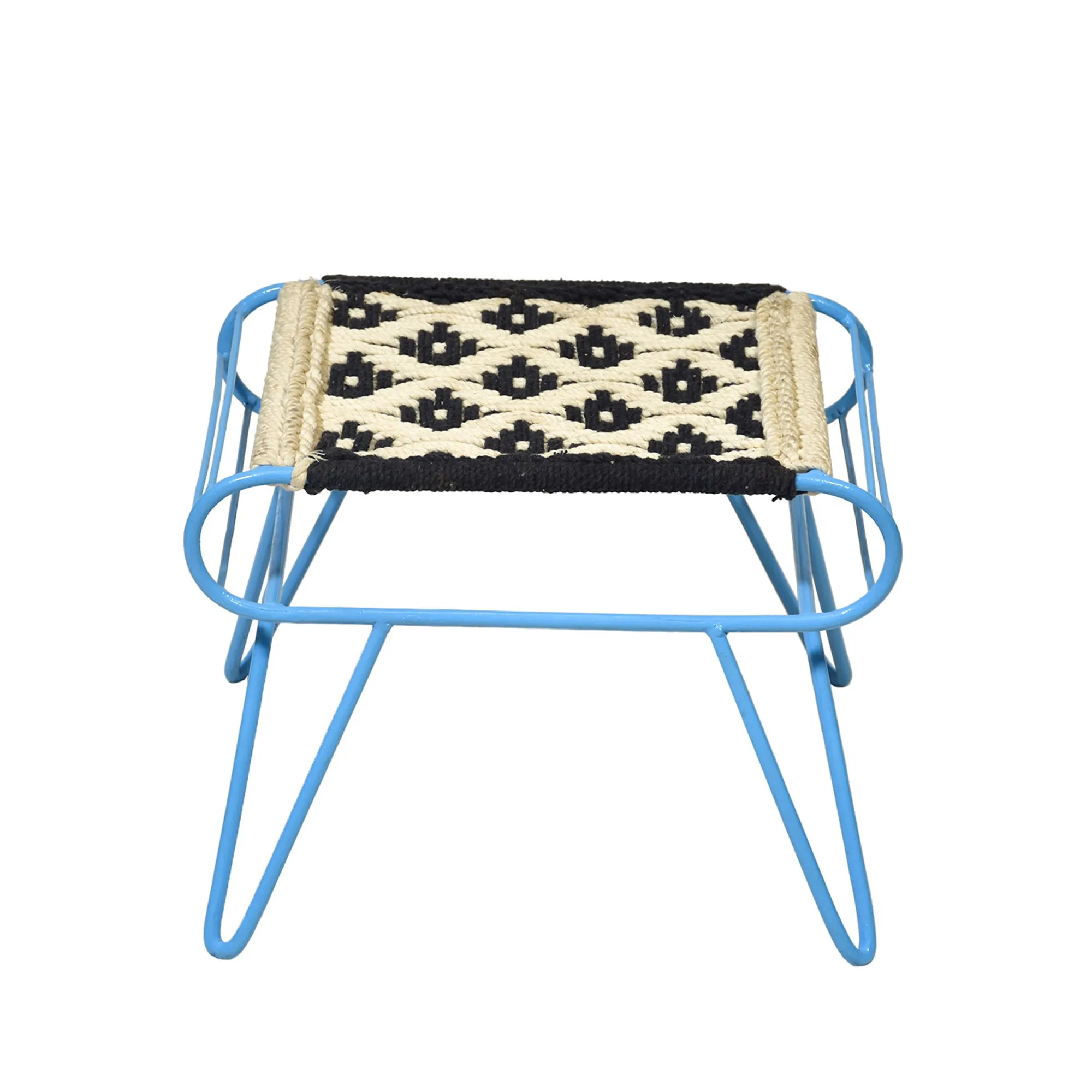 Black white Retro Style Woven Stool