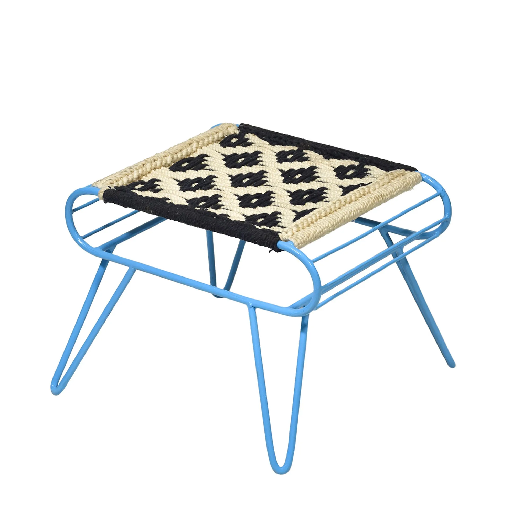 Black white Retro Style Woven Stool