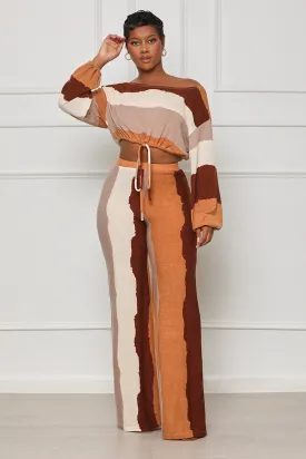 Cabin Stay Striped Pants Set (Brown Multi)