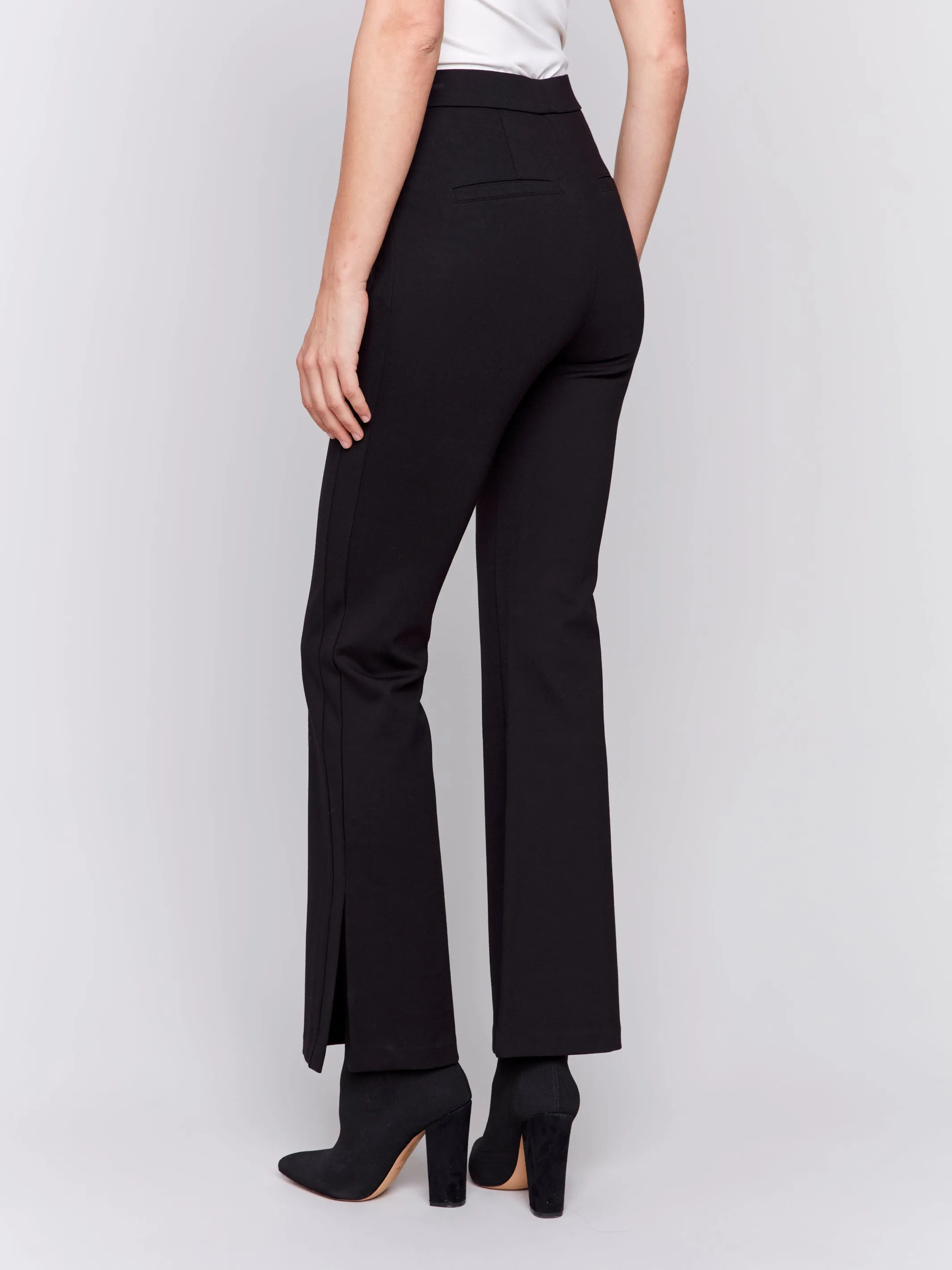 Charlie B Flare Ponte Pants with Side Slits