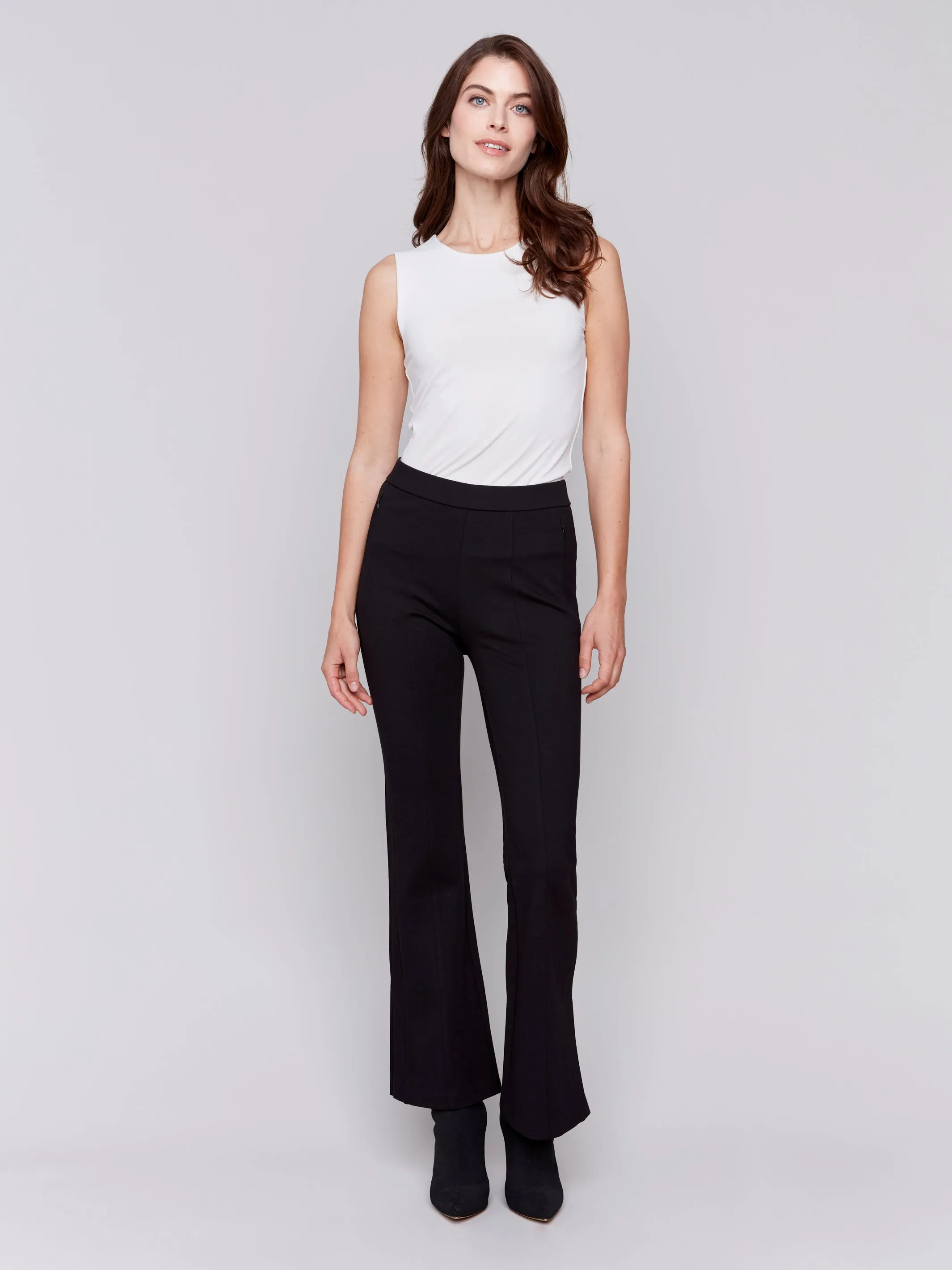 Charlie B Flare Ponte Pants with Side Slits