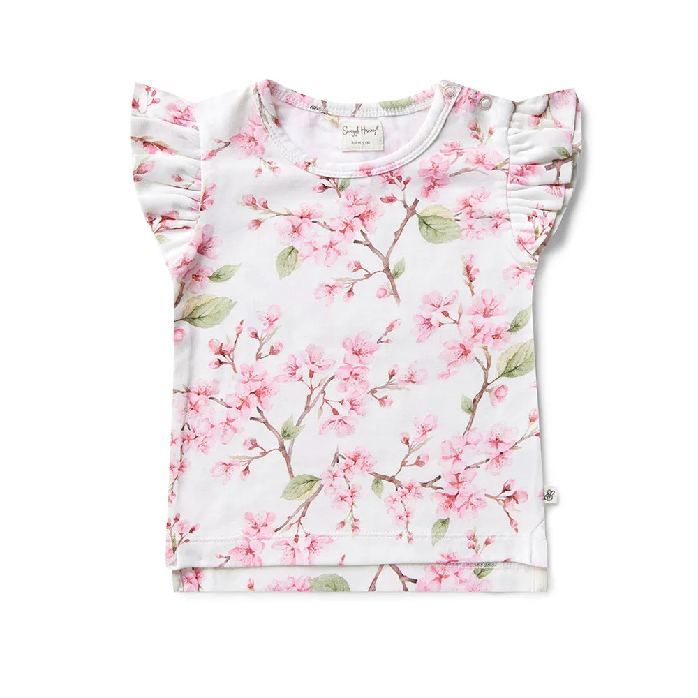 Cherry Blossom Organic T-Shirt with Frill