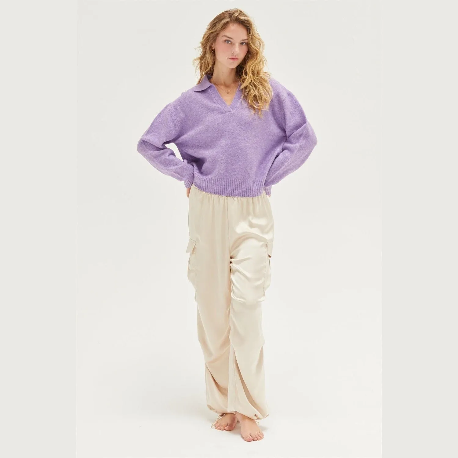 Chic And Sleek Satin Cargo Pants