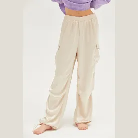 Chic And Sleek Satin Cargo Pants