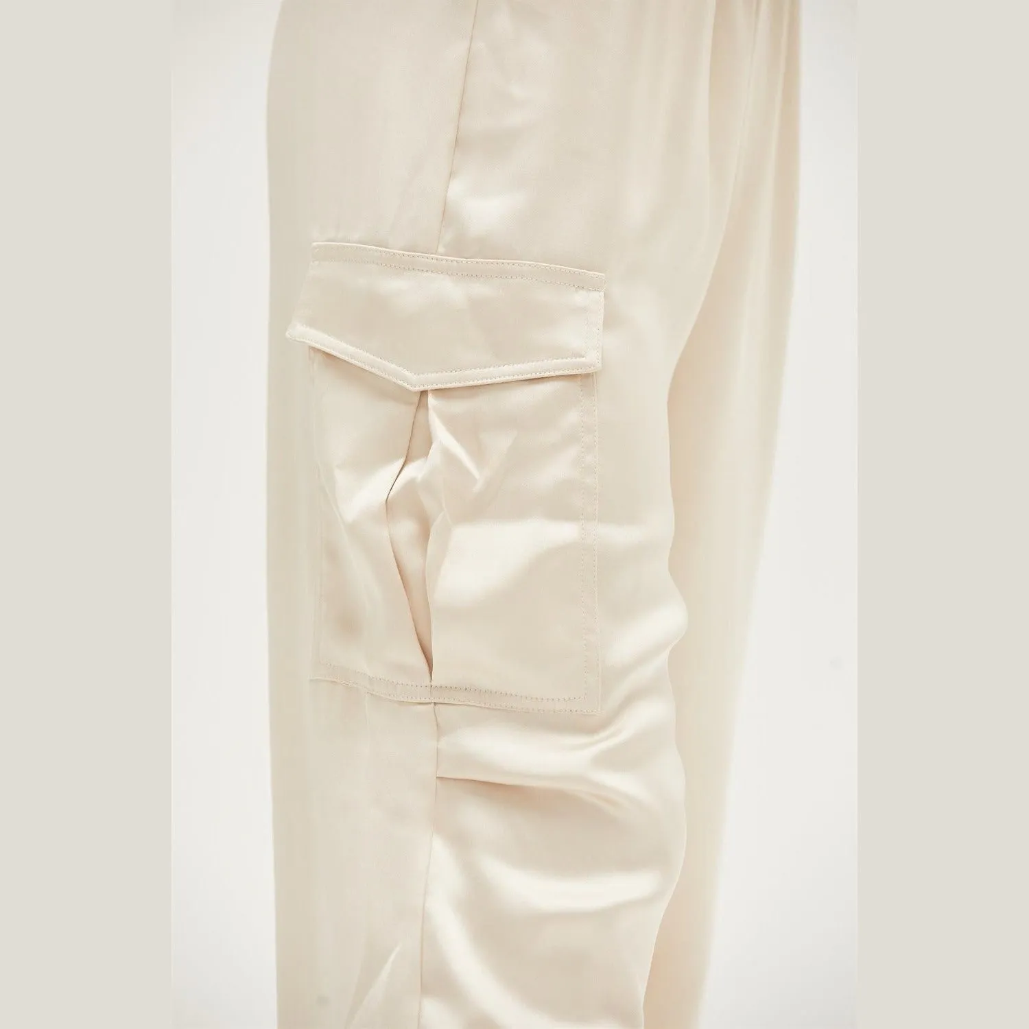 Chic And Sleek Satin Cargo Pants