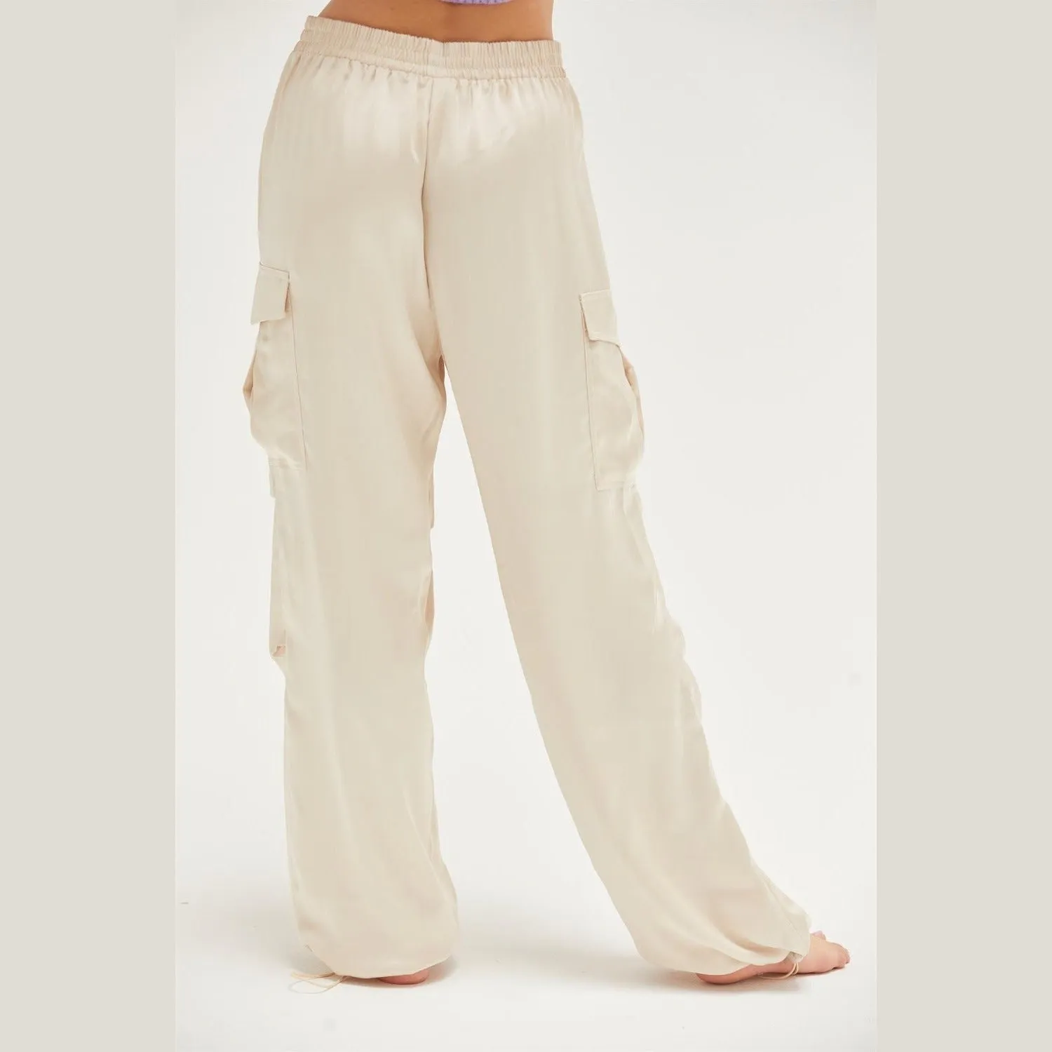 Chic And Sleek Satin Cargo Pants