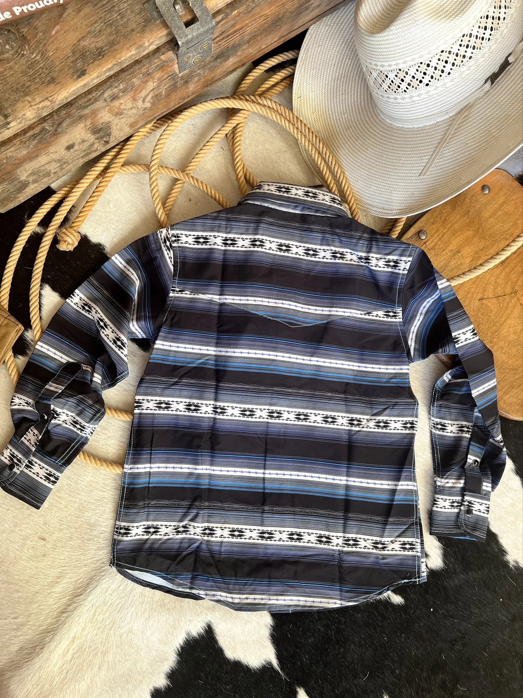 Cowboy Hardware Youth Striped Aztec Button Up