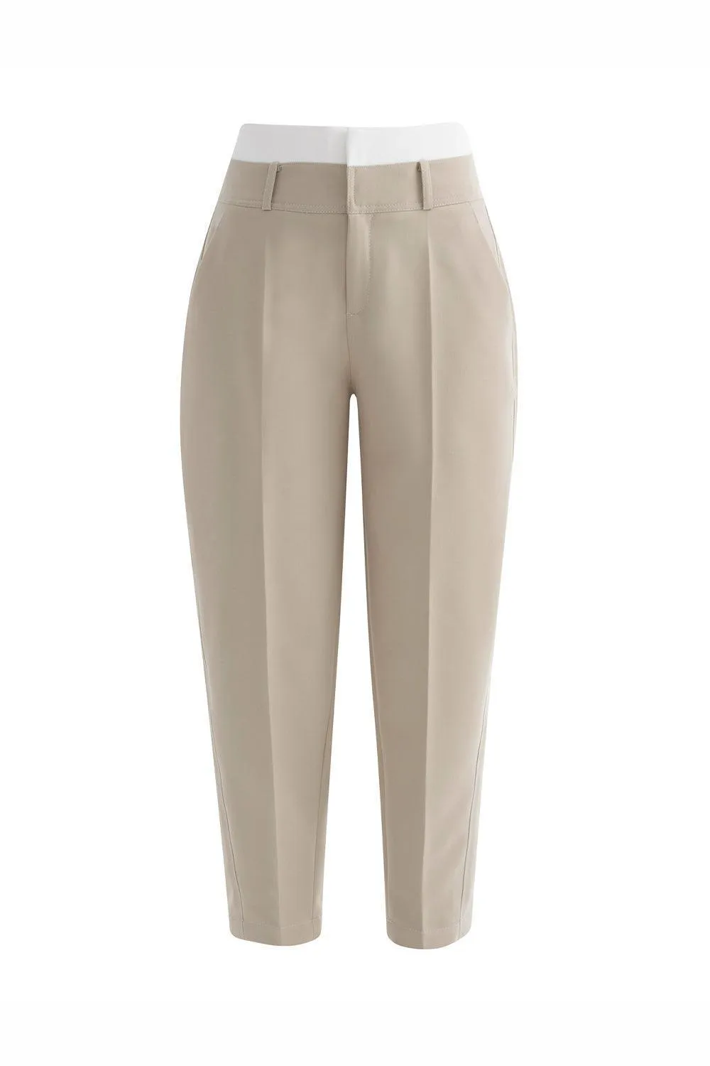 Eddy Pegged Contrasting Waistband Twill Ankle Length Pants