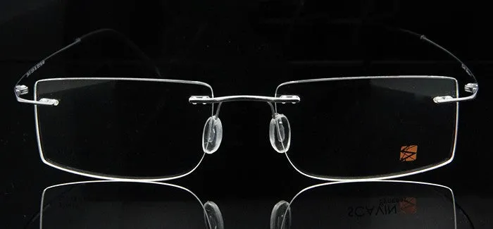 Esnbie Computer Rimless Titanium Glasses Frame Men Memory Eyeglass Frames 7 Colors Square Shape