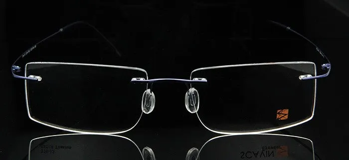 Esnbie Computer Rimless Titanium Glasses Frame Men Memory Eyeglass Frames 7 Colors Square Shape