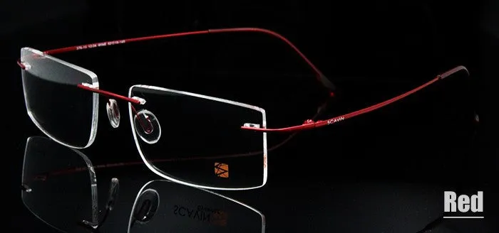 Esnbie Computer Rimless Titanium Glasses Frame Men Memory Eyeglass Frames 7 Colors Square Shape