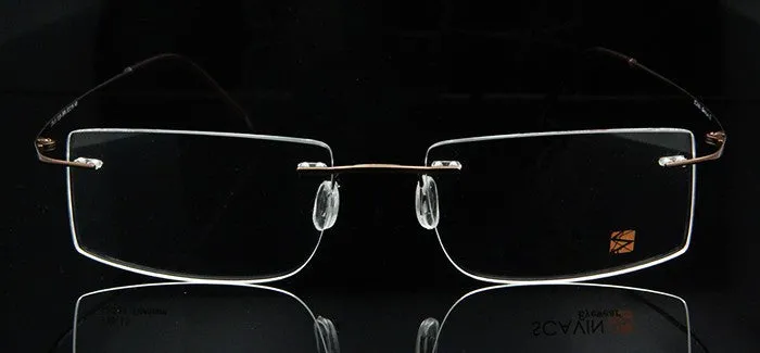 Esnbie Computer Rimless Titanium Glasses Frame Men Memory Eyeglass Frames 7 Colors Square Shape