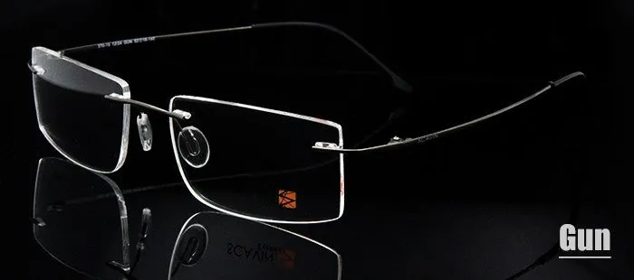 Esnbie Computer Rimless Titanium Glasses Frame Men Memory Eyeglass Frames 7 Colors Square Shape