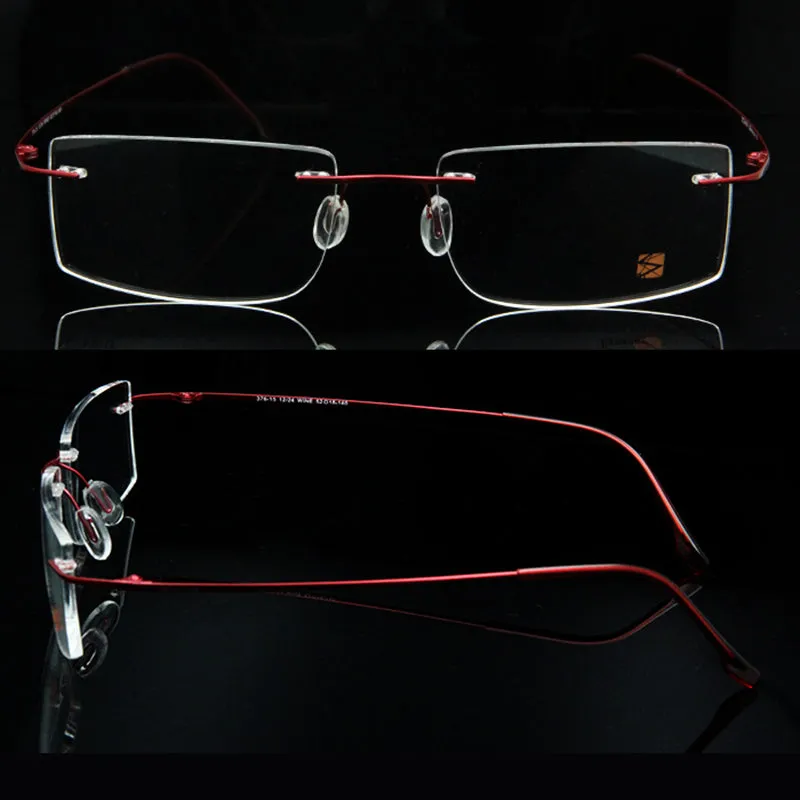 Esnbie Computer Rimless Titanium Glasses Frame Men Memory Eyeglass Frames 7 Colors Square Shape