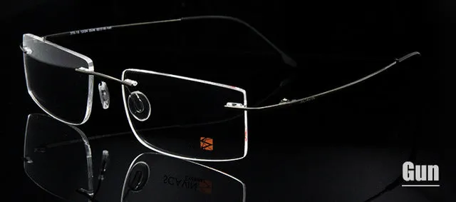 Esnbie Computer Rimless Titanium Glasses Frame Men Memory Eyeglass Frames 7 Colors Square Shape