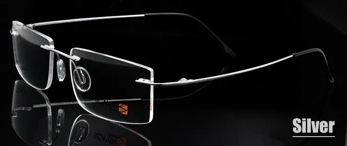 Esnbie Computer Rimless Titanium Glasses Frame Men Memory Eyeglass Frames 7 Colors Square Shape