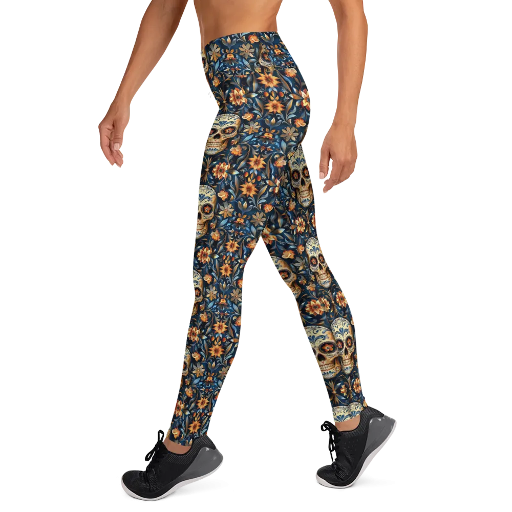 Festival Blue Sugar Skull Yoga Pants