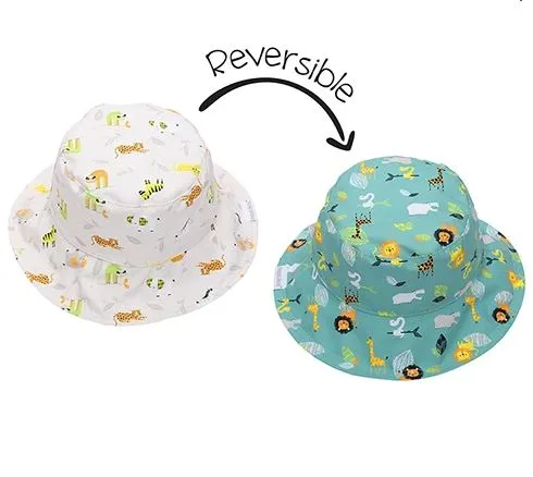 Flapjackkids UPF50 Baby/Toddler Reversible Sun Hat - Grey Zoo