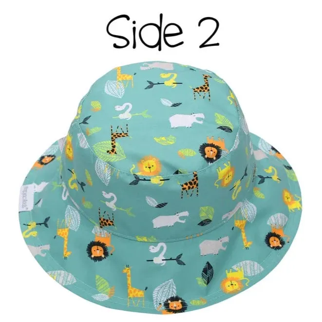 Flapjackkids UPF50 Baby/Toddler Reversible Sun Hat - Grey Zoo