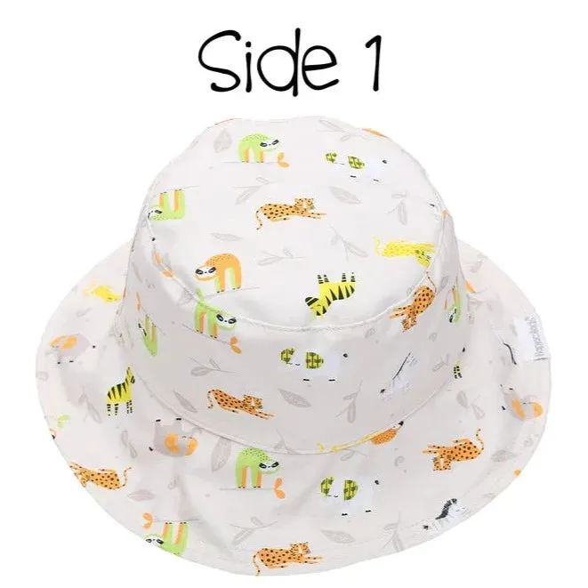 Flapjackkids UPF50 Baby/Toddler Reversible Sun Hat - Grey Zoo