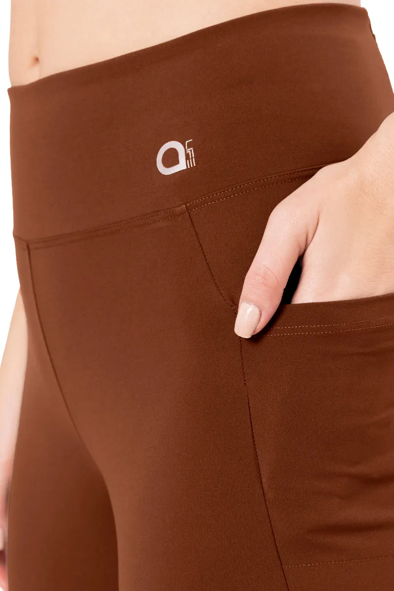 Flaunt Flared High Rise Travel Pants - Potting Soil