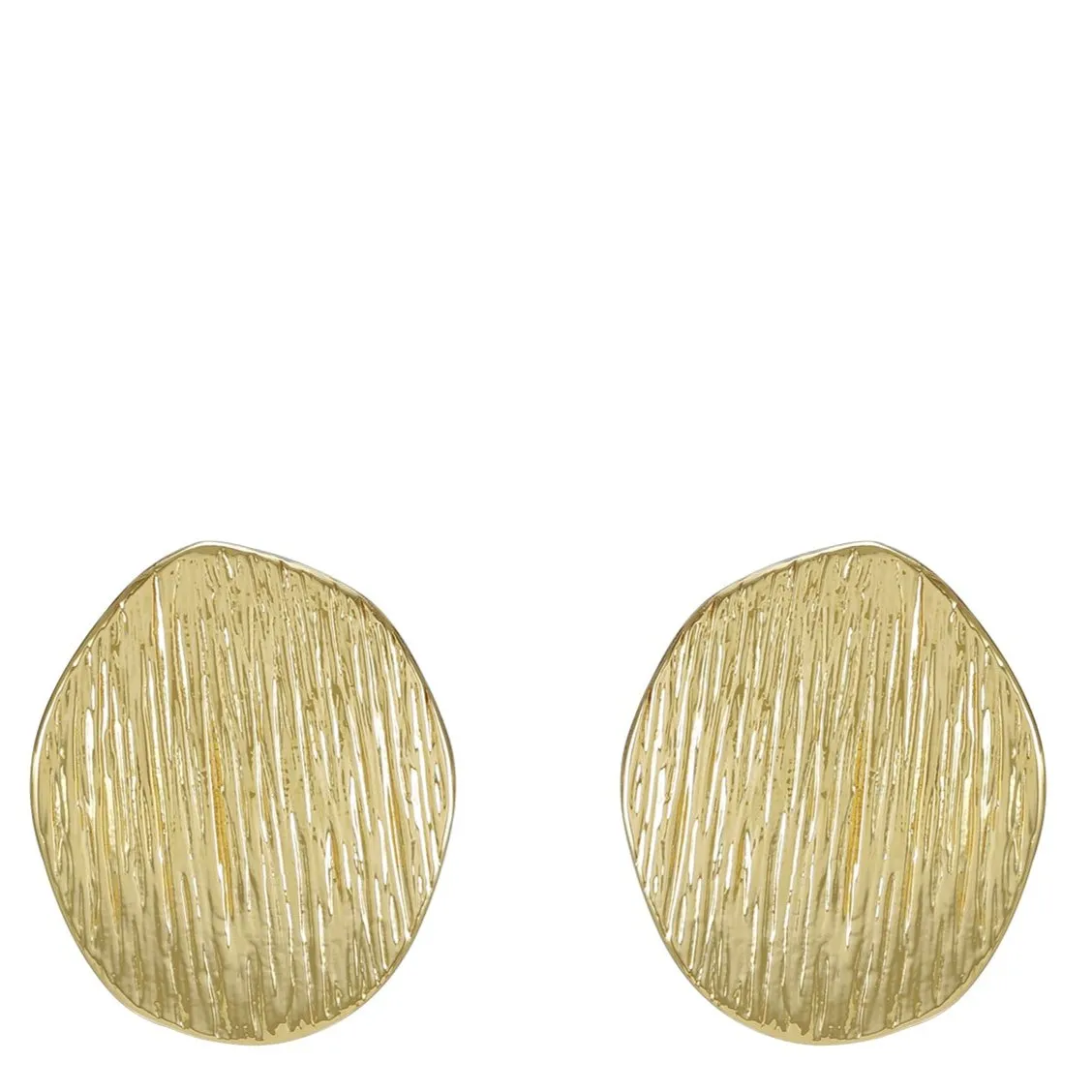 Goldtone Texturized Pebble Coin Earrings