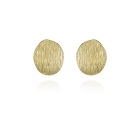 Goldtone Texturized Pebble Coin Earrings