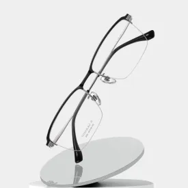 Hotochki Men's Semi Rim Square Titanium Eyeglasses Yj2033