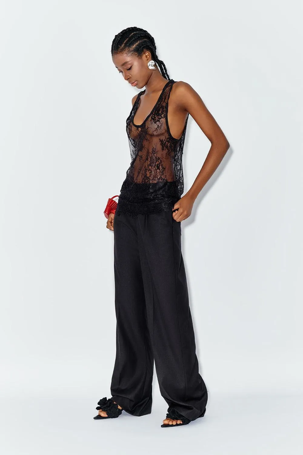 Hoya Straight Wide Leg Chiffon Floor Length Pants