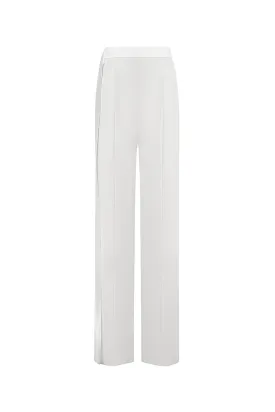 Iris Straight Ribbed Satin Crepe Floor Length Pants