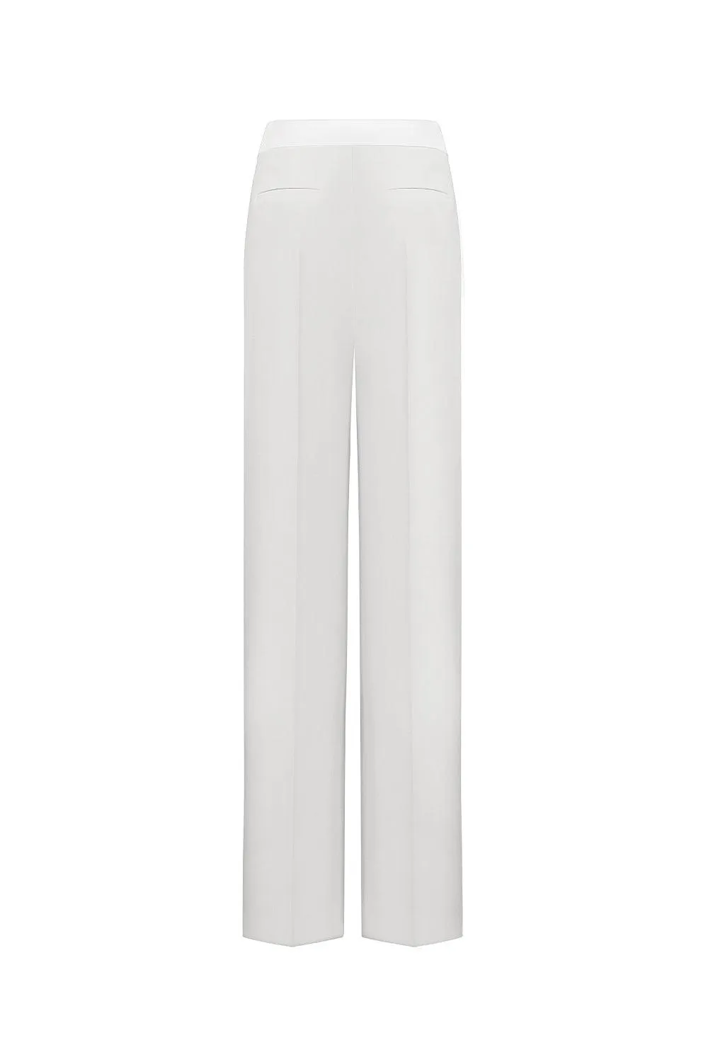 Iris Straight Ribbed Satin Crepe Floor Length Pants