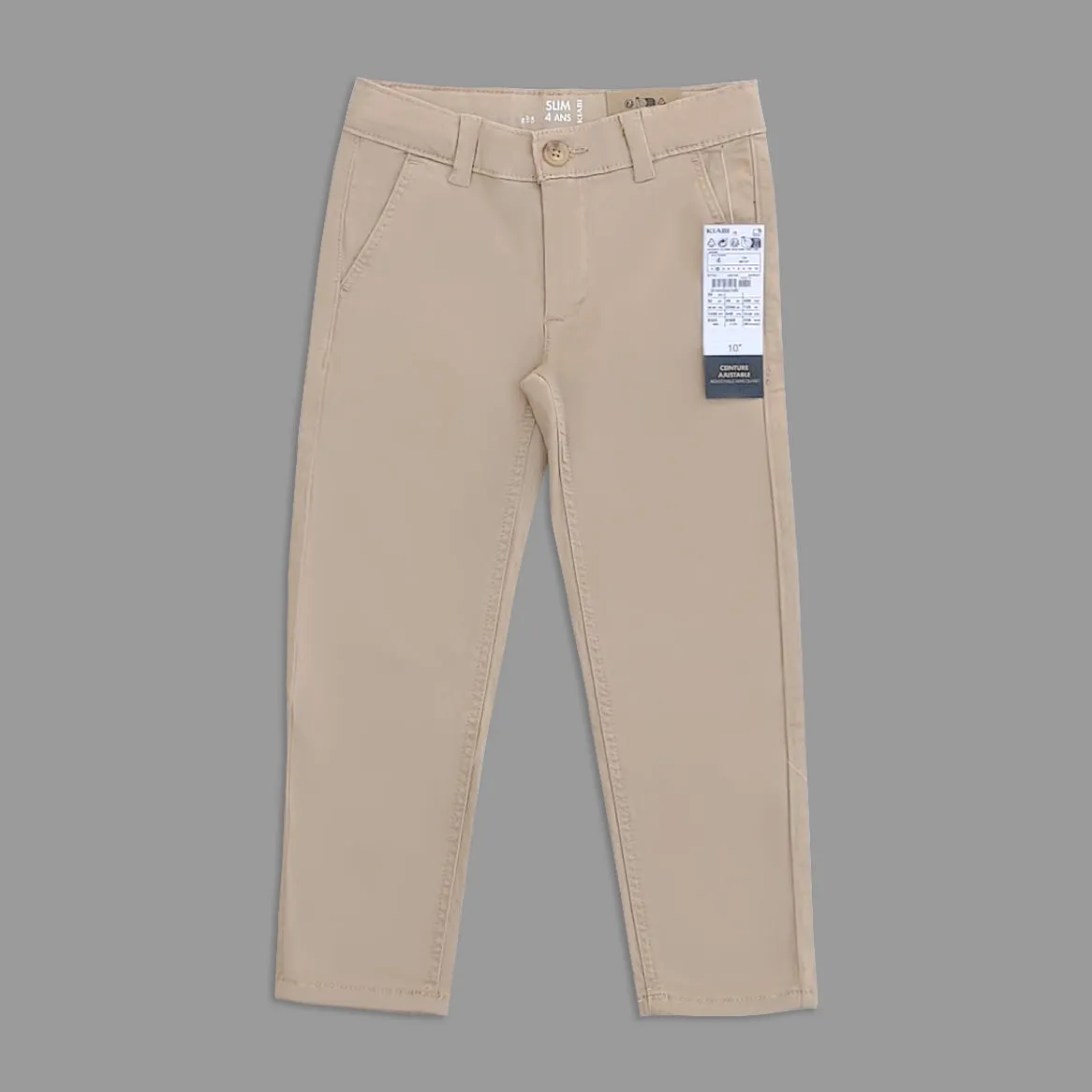 KB - Kids 'Beige' Stretchable Slim Cotton Pant KB910