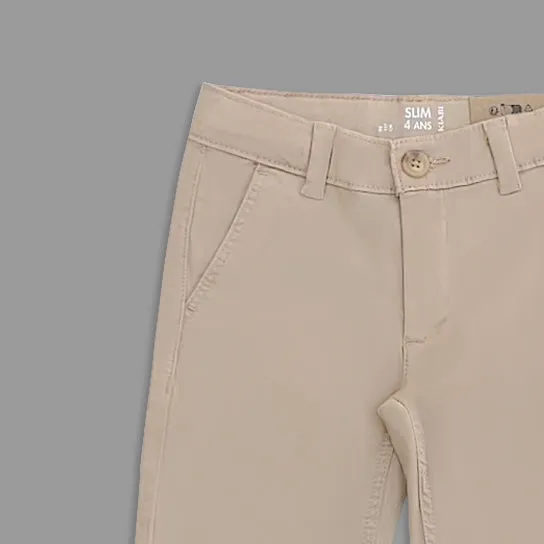 KB - Kids 'Beige' Stretchable Slim Cotton Pant KB910