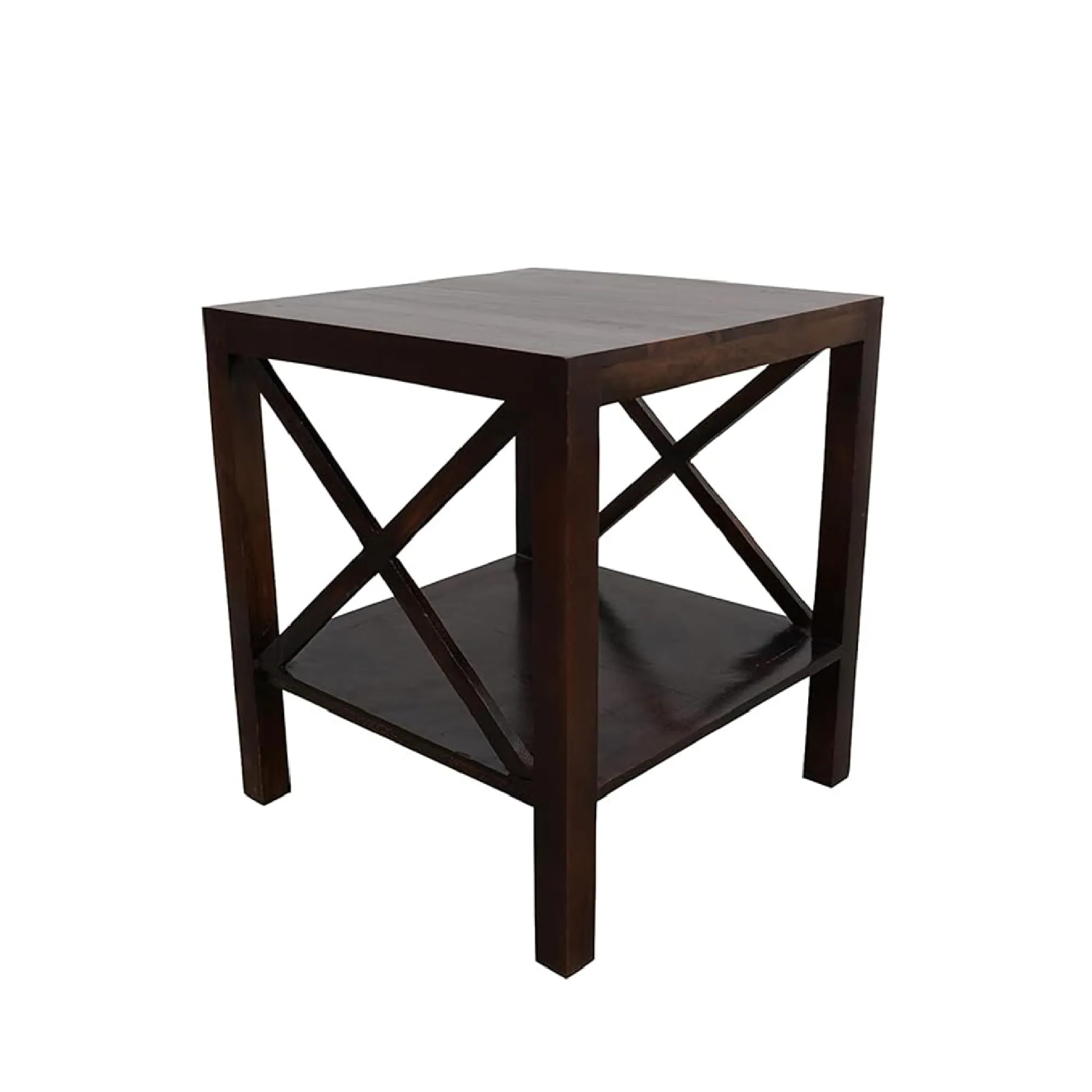 Kuber Industries Durable & Sturdy Sheesham Wood Bed Side Table for Bedroom | Modern & Aesthetic End Corner Table for Living Room, Home & Offices | Home Furniture Items | Dark Brown