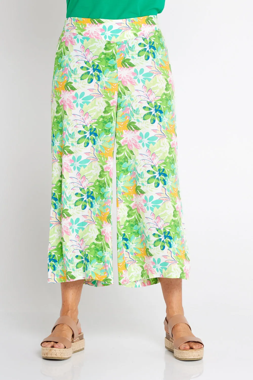 Leaves of Love Print Pants - Green Tree Floral