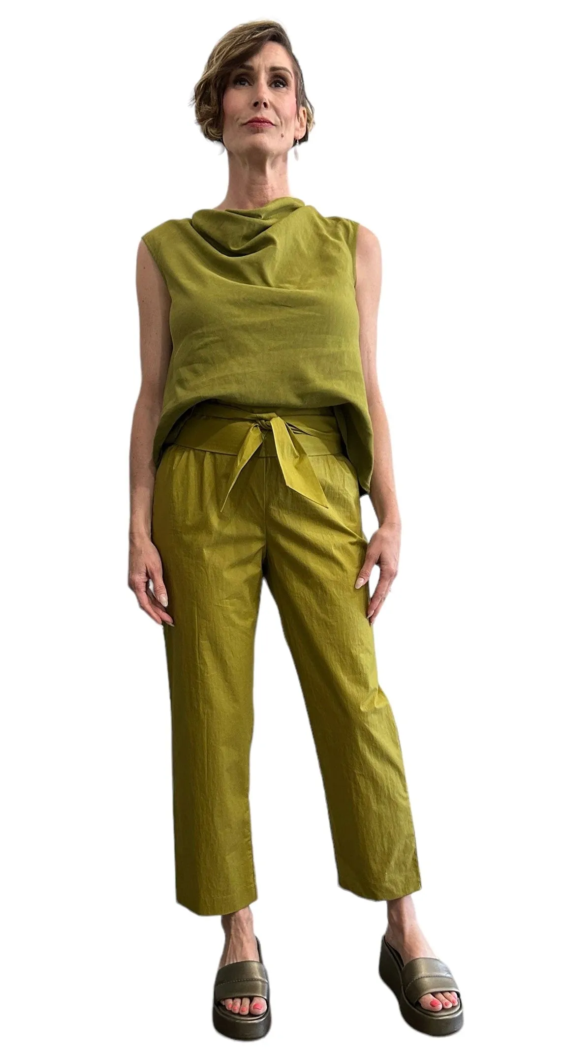 Light Cotton Comfortable Basic Pants Avocado