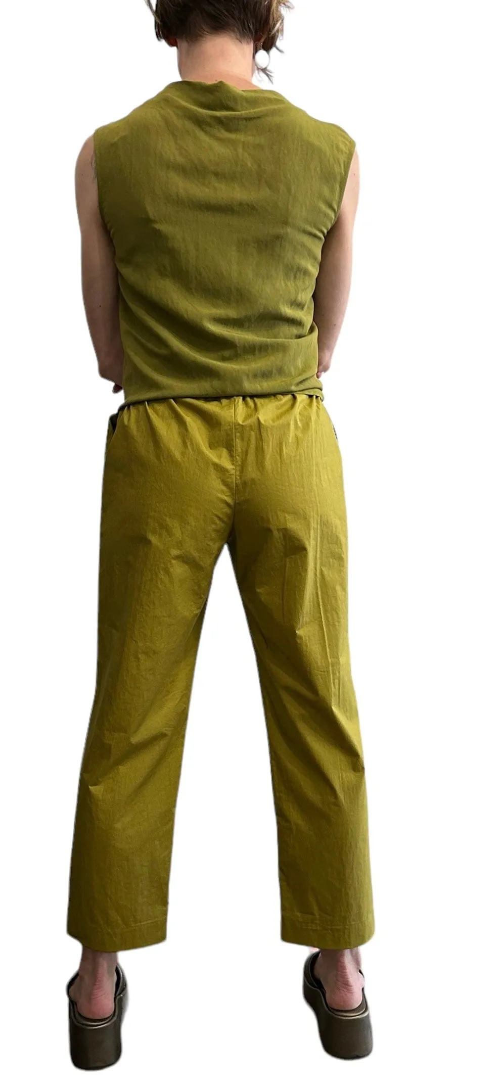 Light Cotton Comfortable Basic Pants Avocado