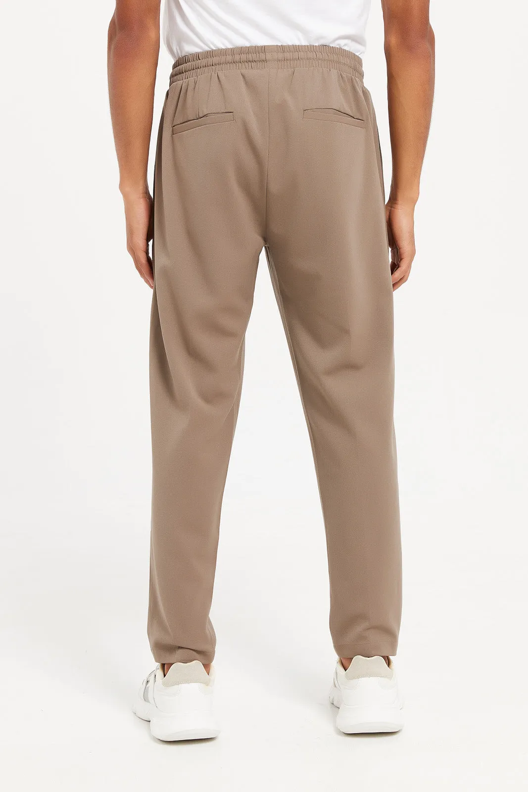 Men Beige Jogger Fit Trousers