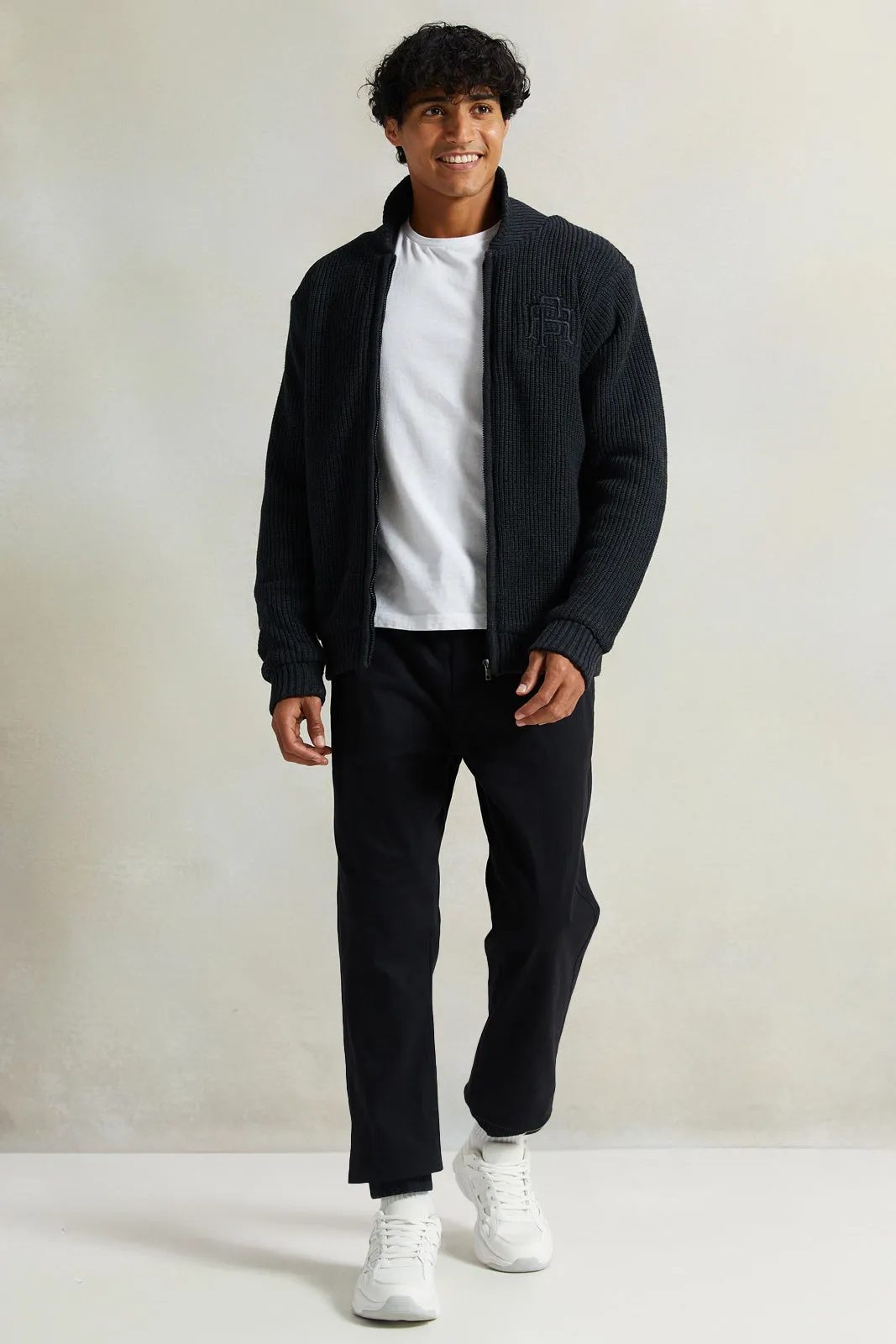 Men Black Plain Twill Jogger