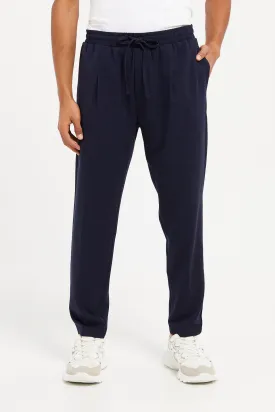 Men Navy Jogger Fit Trousers