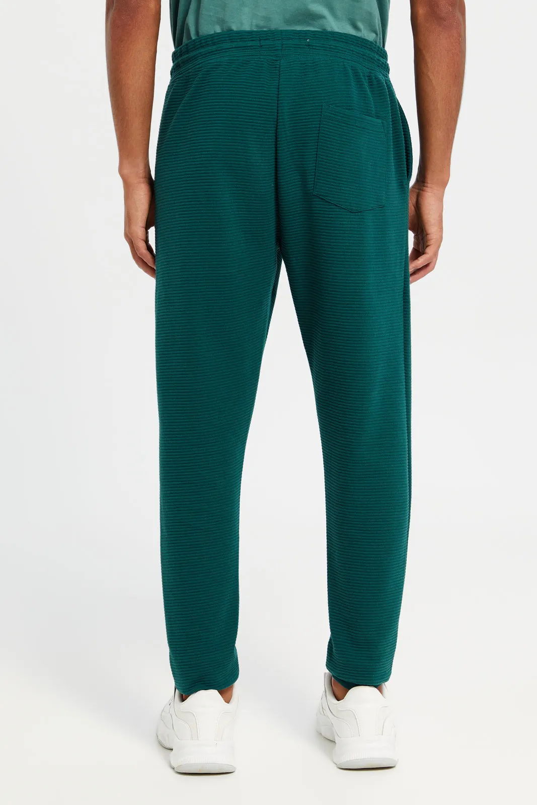 Men Teal Ribbed Jogger Pants